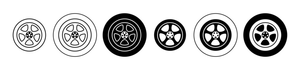 Car wheel icon editable vector set