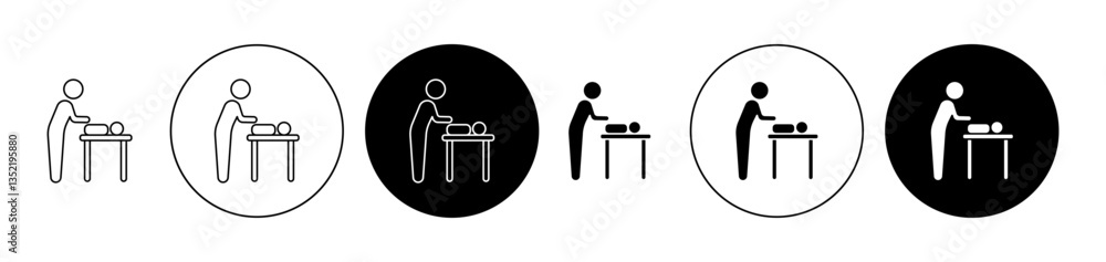 Poster changing table icon editable vector set