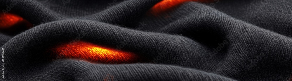 Poster an up-close view of a textured surface adorned with glowing orange elements, emphasizing detailed pa