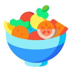Colorful Fruit Salad Bowl Illustration,fruit salad, healthy food, fresh fruits