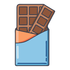 Chocolate Bar Icon Vector - Opened Wrapper, Sweet Treat Illustration