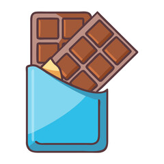 Chocolate Bar Icon Vector - Opened Wrapper, Sweet Treat Illustration