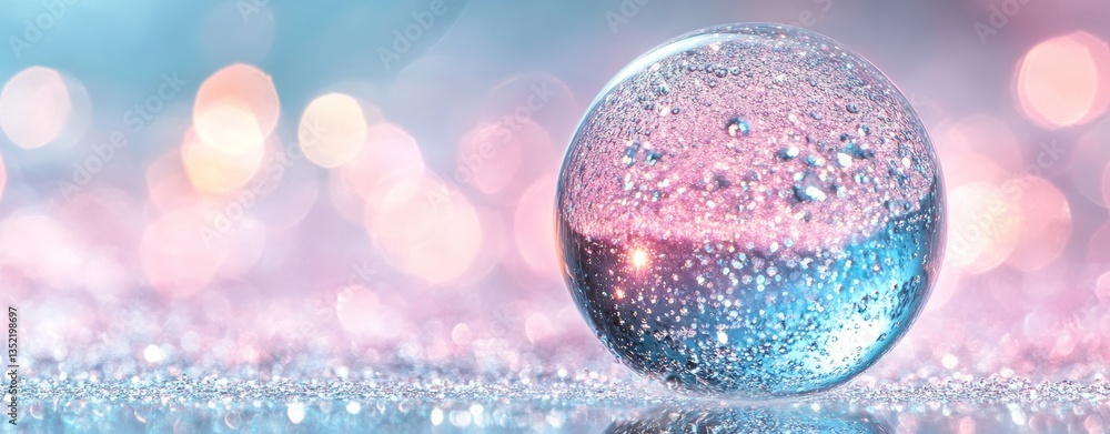 Poster a dazzling, rainbow-hued bubble reflects a spectrum of colors, forming a dreamlike setting with deli