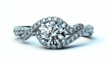 Elegant Diamond Engagement Ring with Twisted Band
