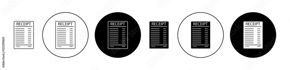 Poster paper check receipt icon editable vector set