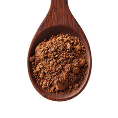 Smooth Wooden Spoon Filled with Finely Ground Brown Powder - Ideal for Spices or Cocoa Presentation