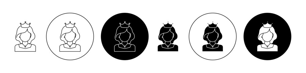 Queen icon editable vector set