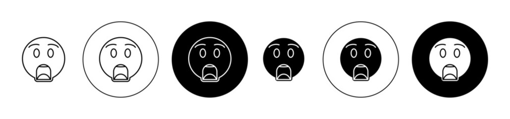 Shocked face emoji icon editable vector set