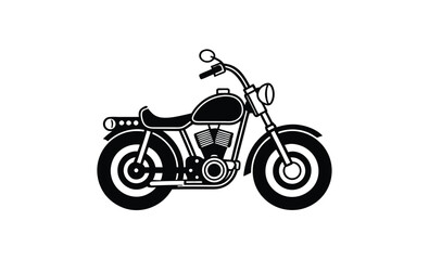 Fototapeta premium Chopper motorcycle front view, monochrome silhouette vector illustration