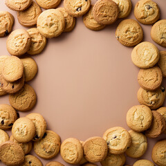 cookies arranged around with a space in the middle for inserting text to post on social media.