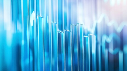 Abstract Blue Bar Graph with Financial Chart Background Illustration