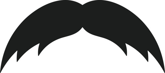 Bold Thick Mustache Silhouette - Black Vector Illustration for Grooming and Style