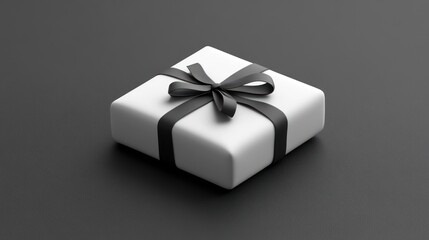 Elegant white gift box with black ribbon, perfect for website design.