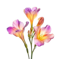 Fototapeta premium Freesia flower front view full length isolate on transparency background