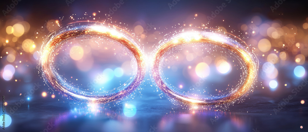 Aufkleber bright glowing rings with sparkling effects create mesmerizing visual, surrounded by dreamy bokeh ba