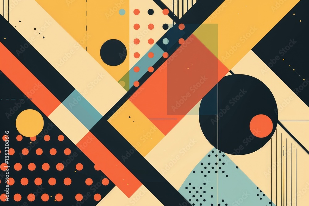 Poster abstract colorful geometric shapes effect on surface of digital cyber design express scene of cybers