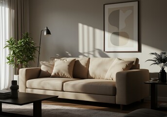 Fototapeta premium Modern Cozy Beige Living Room