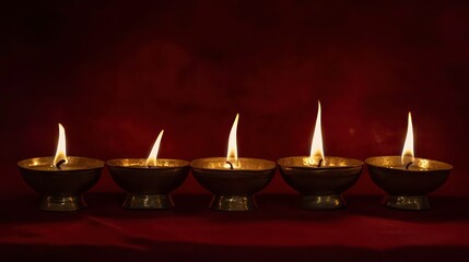 Religious candles on maroon background