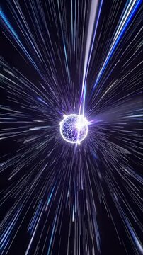 Dynamic video concept of a warp-speed journey through space, captured from a first-person perspective with a vanishing point style. Live mobile wallpaper.