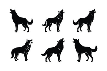 siberian husky howling vector silhouette design