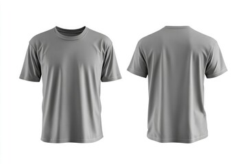 Blank Gray T-Shirt Mockup Front and Back View