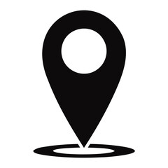 Minimalist Black Location Pin Icon on Transparent Background