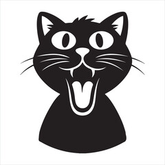 Cartoon cat logo design icon  silhouette
