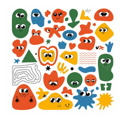 Obraz premium set of funny cartoon monsters