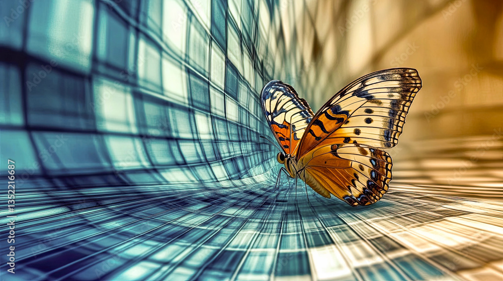 Poster explore the mesmerizing butterfly illusion in a vivid abstract space