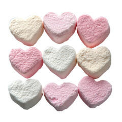 Obraz premium Heart shaped marshmallows isolated on transparent background