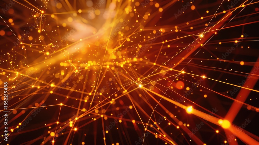 Poster this abstract image showcases a vibrant payment network concept with glowing light trails and partic