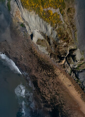 Overhead coastal view of Kettleness Bay on the North Yorkshire coast, United Kingdom.