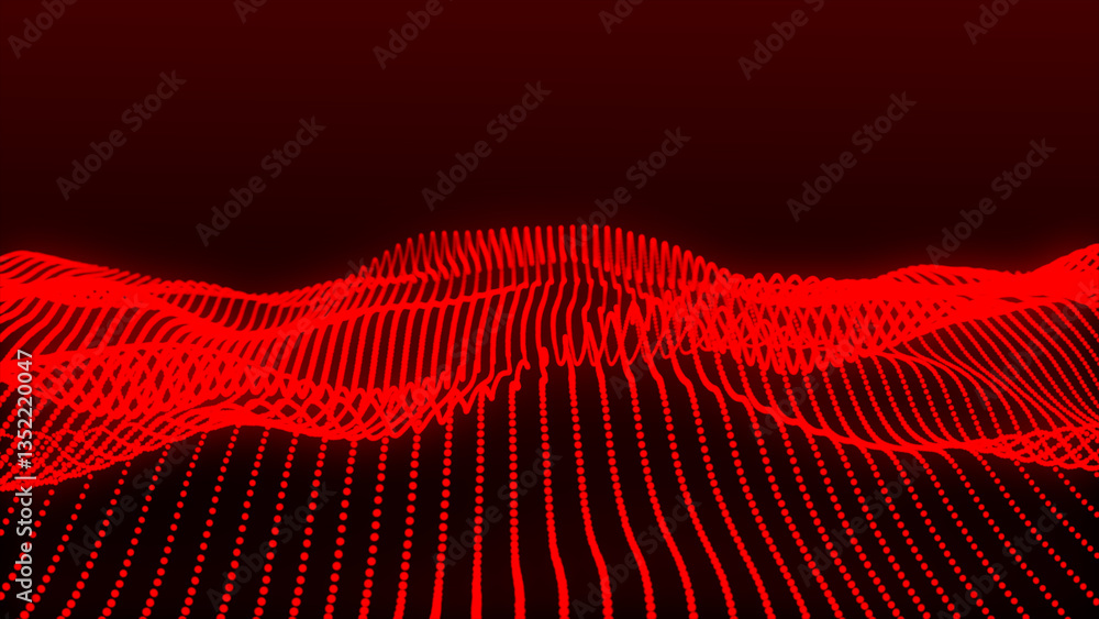 Poster abstract digital red dot wave. looping background made from trapcode form