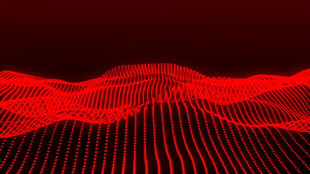 Abstract digital red dot wave. Looping background made from trapcode form