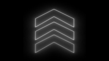 Glowing white neon up arrow icon, up arrow indicates Money, growth business, economy, finance and success concept