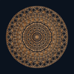 Luxurious Gold Mandala Designs on Dark Background with Intricate, Symmetrical, and Decorative Patterns for Art and Relaxation.