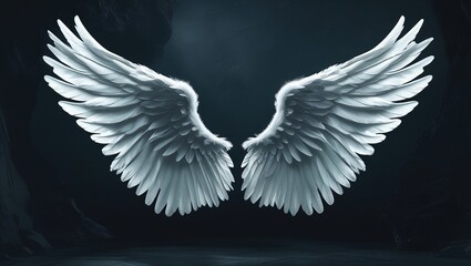 angel wings on black background photo