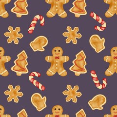 gingerbread cookies seamless pattern