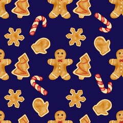 gingerbread cookies seamless pattern