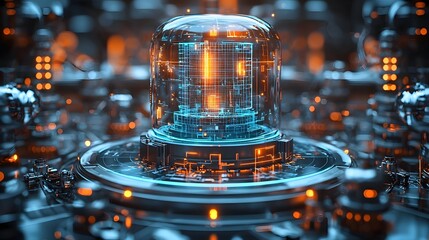 Holographic blueprint of a futuristic skyscraper being analyzed by architects in a tech filled workspace