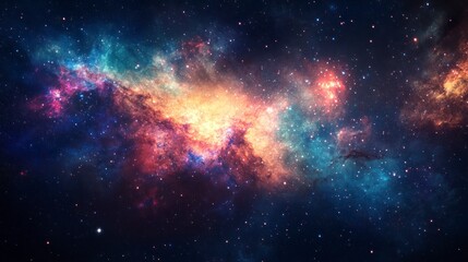 Naklejka premium Exploring the Vastness Breathtaking Colorful Galaxy Formation with Countless Sparkling Stars