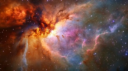 Exploring Majestic Nebula Formation with Colorful Stars and Cosmic Dust