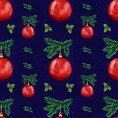 christmas background with christmas tree and balls