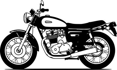 Obraz premium silhouette Classic Motorcycle line drawing Illustration vector