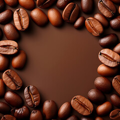 coffee bean arranged around with a space in the middle for inserting text to post on social media.