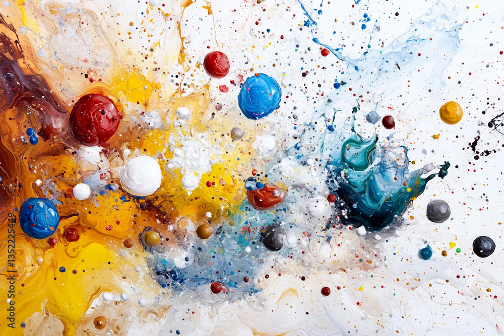 Poster dynamic abstract representation of bacteria in chaotic motion with vibrant colors and swirling patte