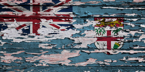 Naklejka premium Flag of the Fiji painted on a wooden board