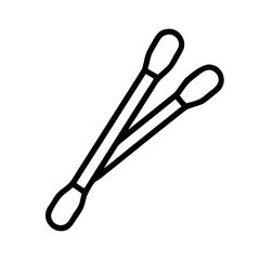 Ear sticks. Cotton swabs or cotton buds outline icon, isolated vector illustration