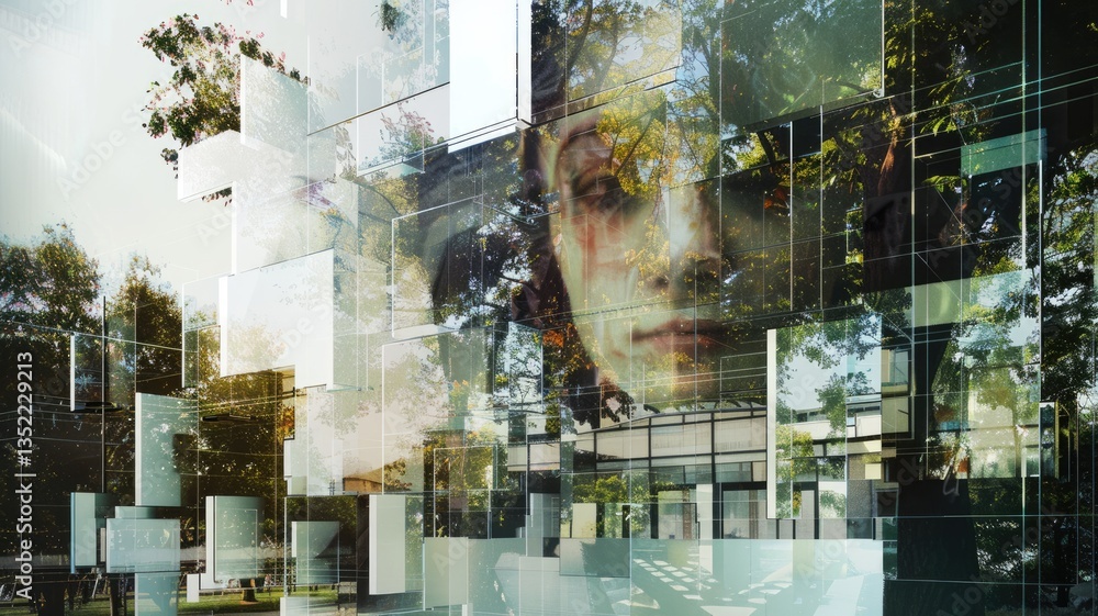 Aufkleber this image showcases a modern architectural brochure concept, blending nature and technology through