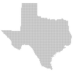 Black Dot Map of Texas with Transparent Background